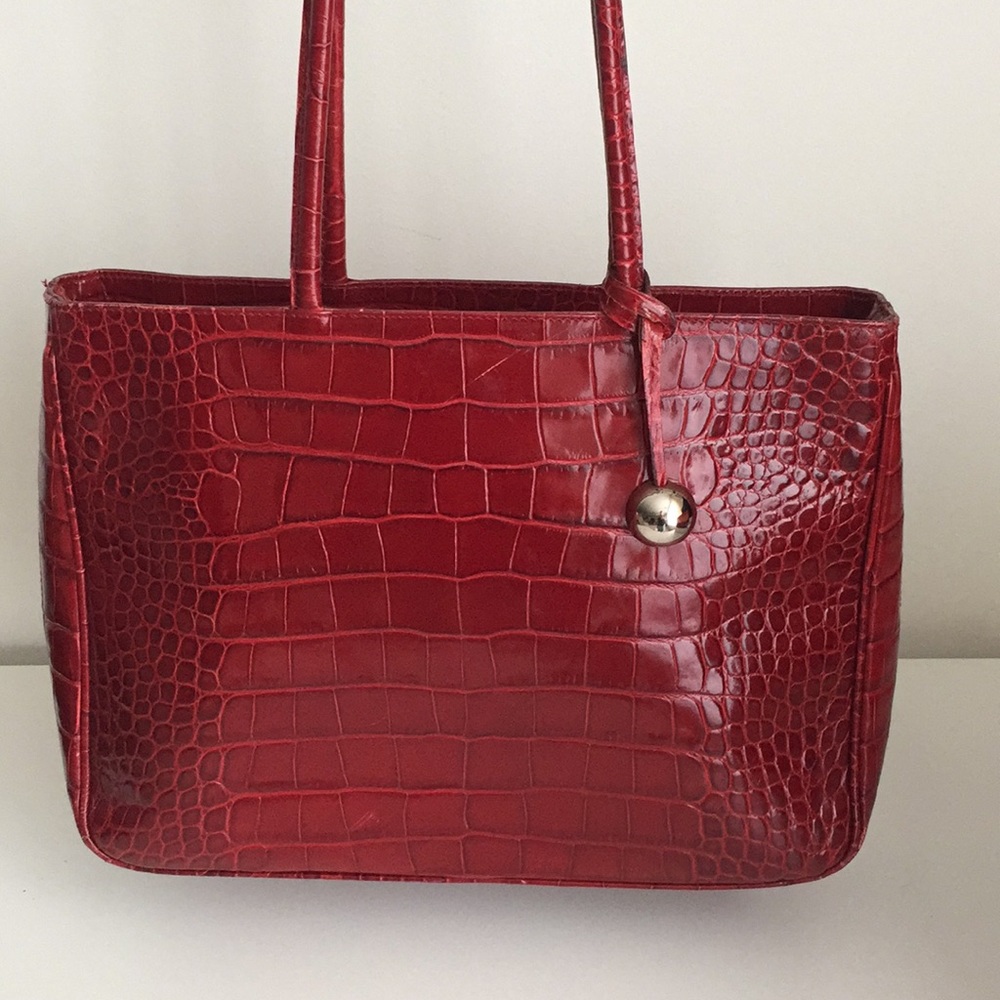 Furla Leather Crocodile Embossed Print Large Tote